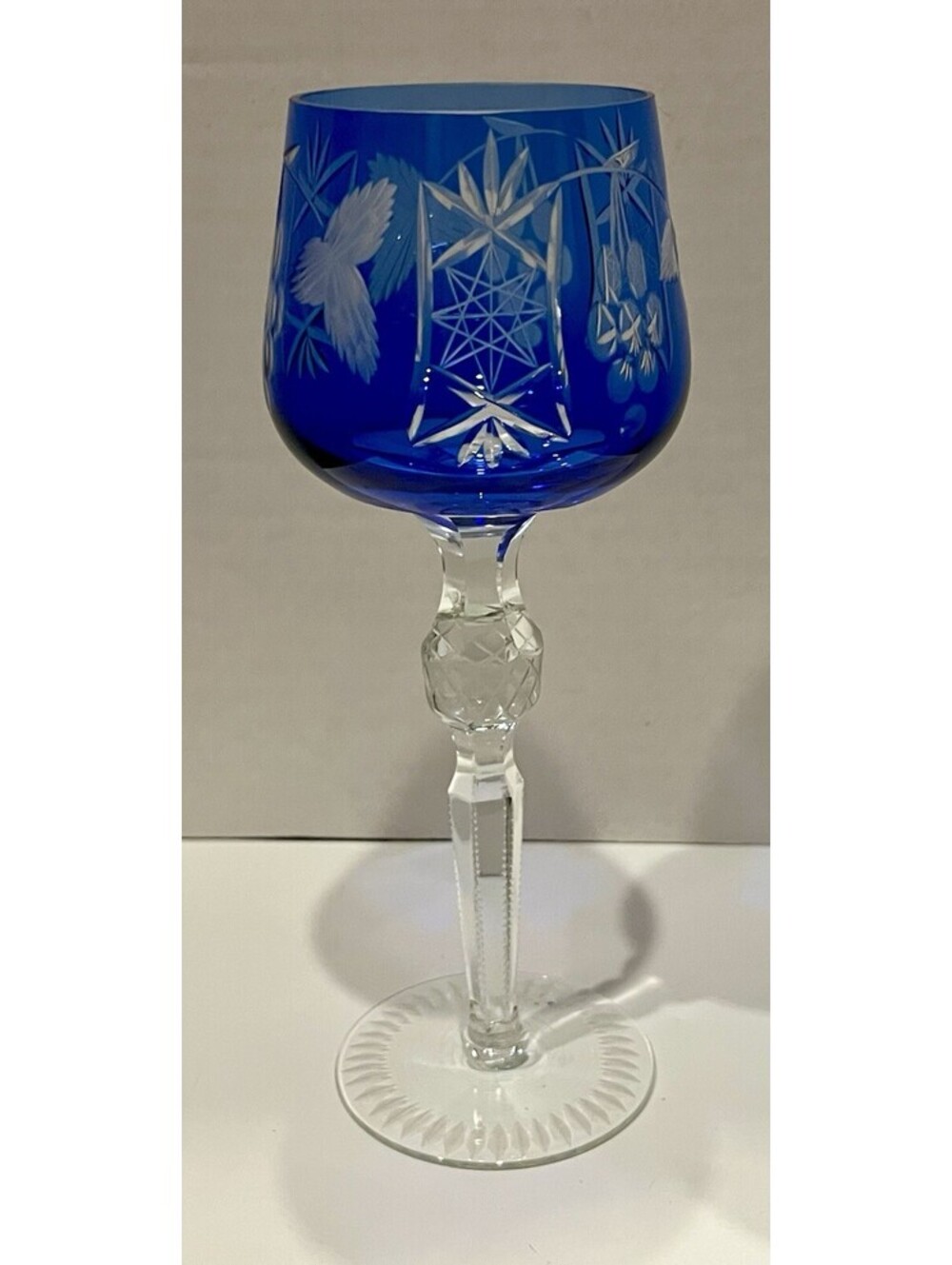Hortensia Crystal Wine Glass In Blue Color 8 3/8" Tall